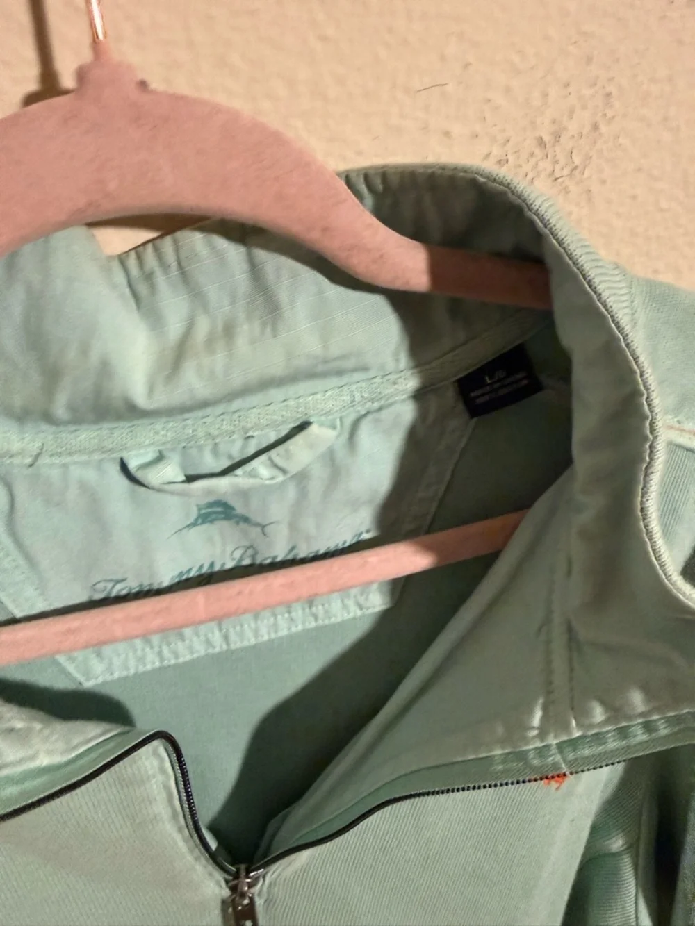 Tommy Bahama 1/4 Zip Pullover Sweatshirt Mint Green Men’s Large Cotton Mock Neck